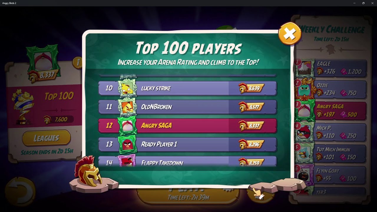 Top 13 | Angry Birds 2 PC - The Arena Top 100 (22.9.2023)