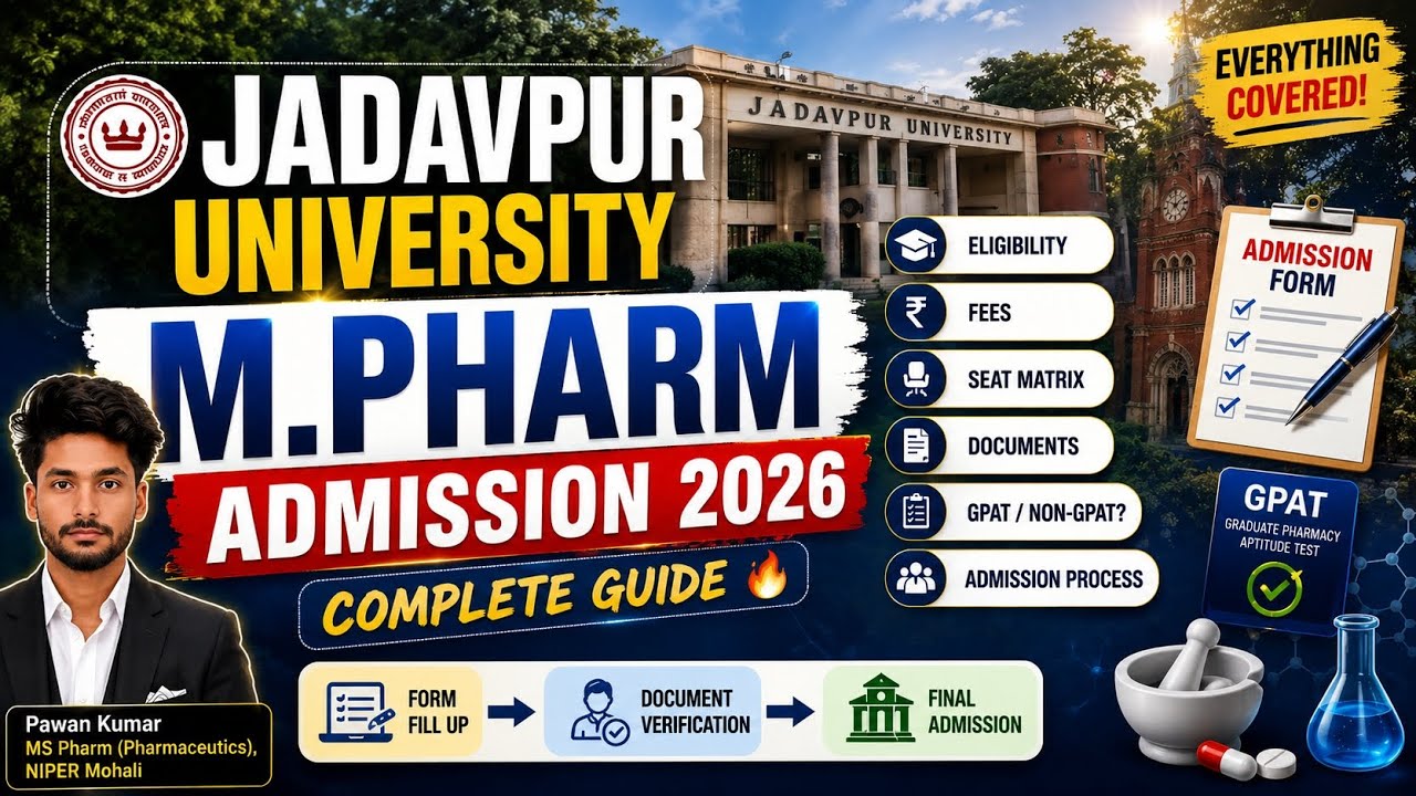 Jadavpur University M.Pharm Admission 2026 | Complete Guide 🔥 Eligibility, Fees, Seats & Process
