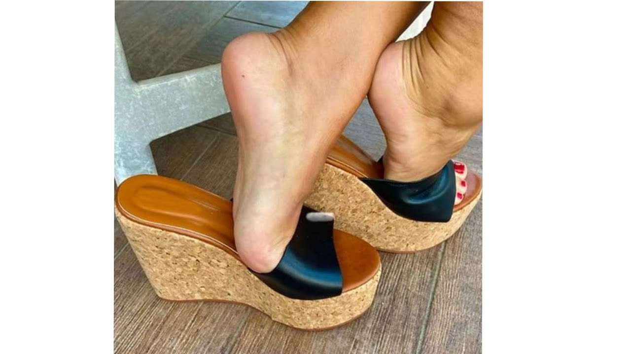 Most trending collection of platform wedge heel mule sandals for ladies #wedgemules #wedgesandals 