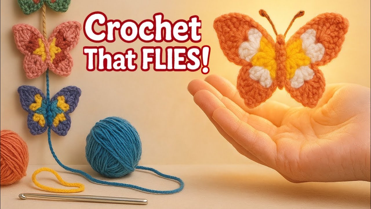 “Whimsical 3D Crochet Butterfly 🦋 | So Easy, So Magical!”