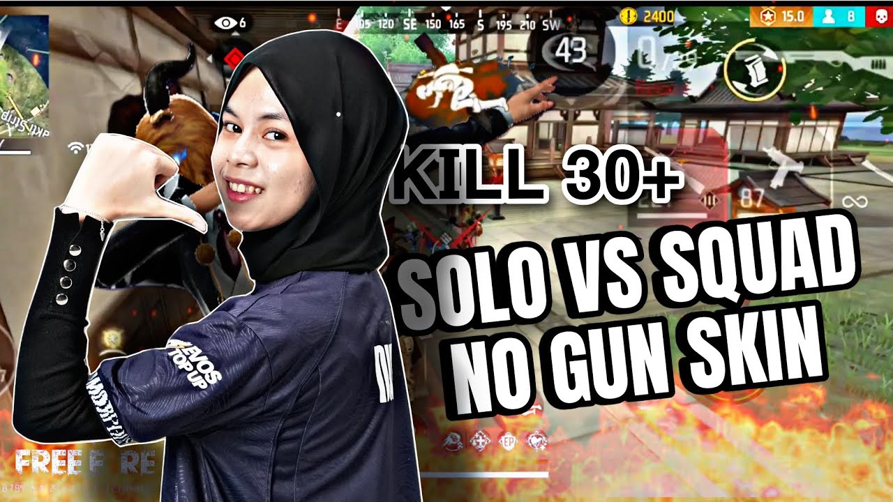 1 VS 4 NO GUN SKIN RUSHER LADIES !! EVOS NUNE 🇮🇩👽 (rog 9)