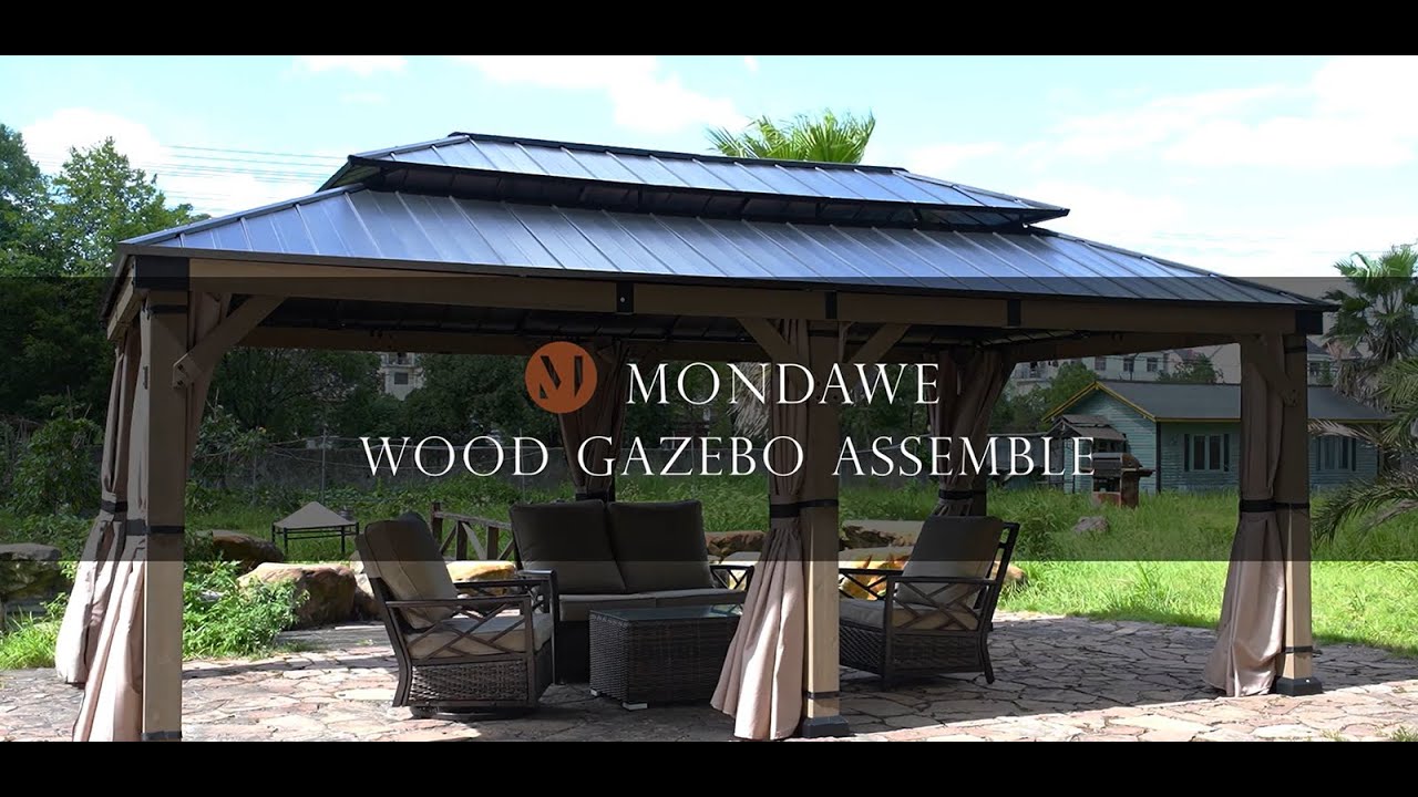 Mondawe outdoor gazebo - how to build a 12 x 20 ft wood gazebo (202308 New Series)