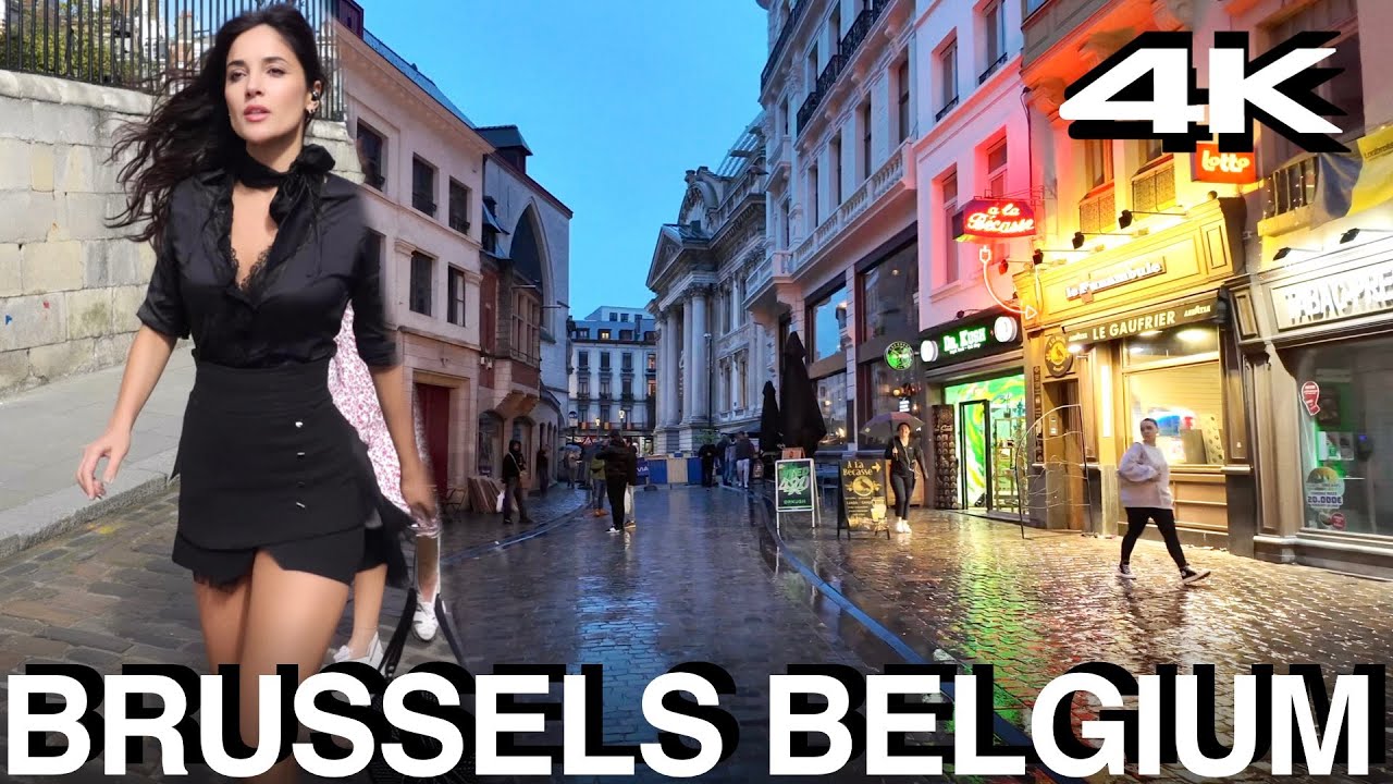 4K Night Walk Brussels Belgium | Brussels Night Walk | No Talking