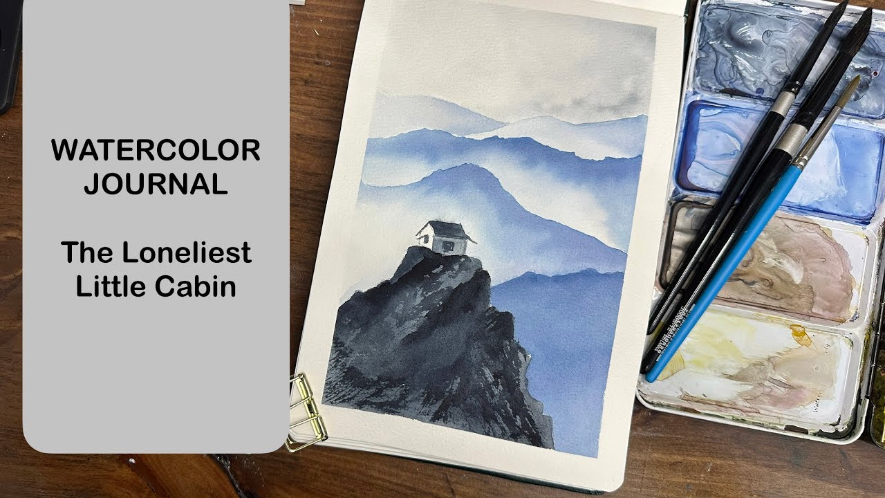 Watercolor Journal Day 231(The loneliest little cabin)