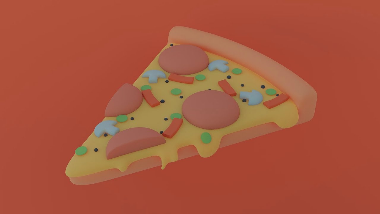 Pizza slice 3d illustration | Blender 2.8 Modeling Timelapse (without sound)
