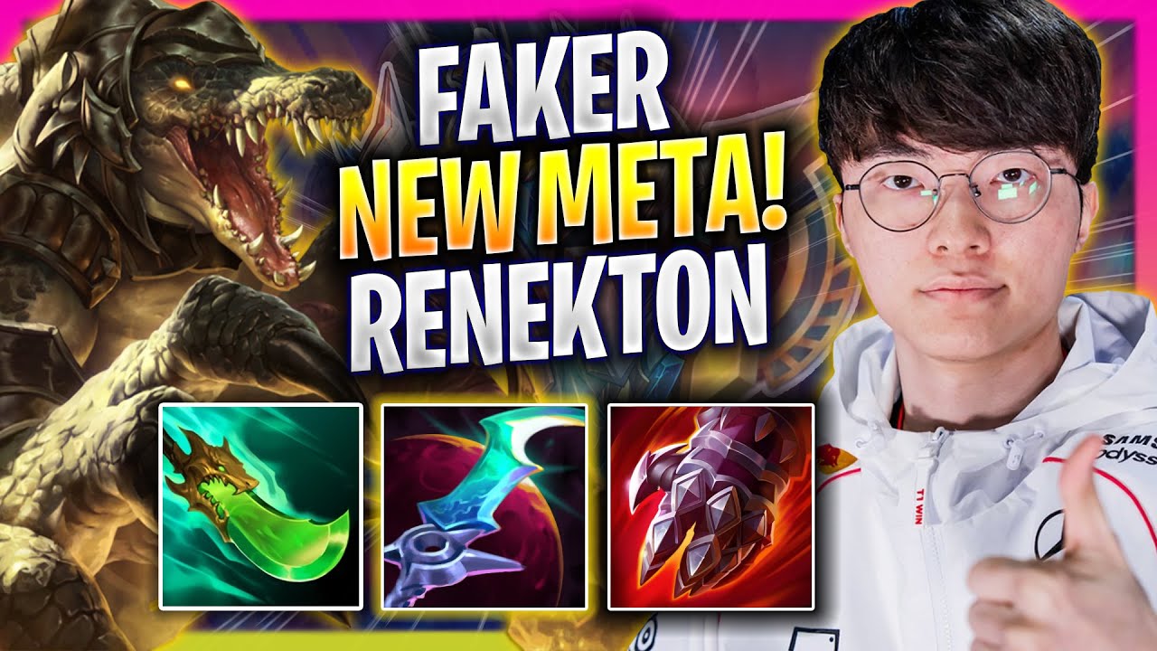 FAKER CRAZY NEW META RENEKTON MID IN NEW SEASON! - T1 Faker Plays Renekton MID vs Qiyana!