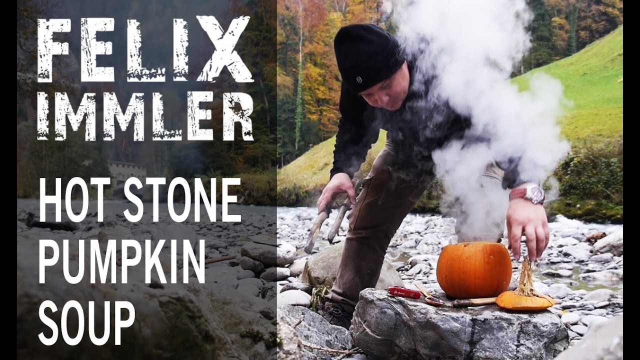 Hot Stone Pumpkin Soup Bushcraftstyle - A Victorinox Swiss Army Knife project
