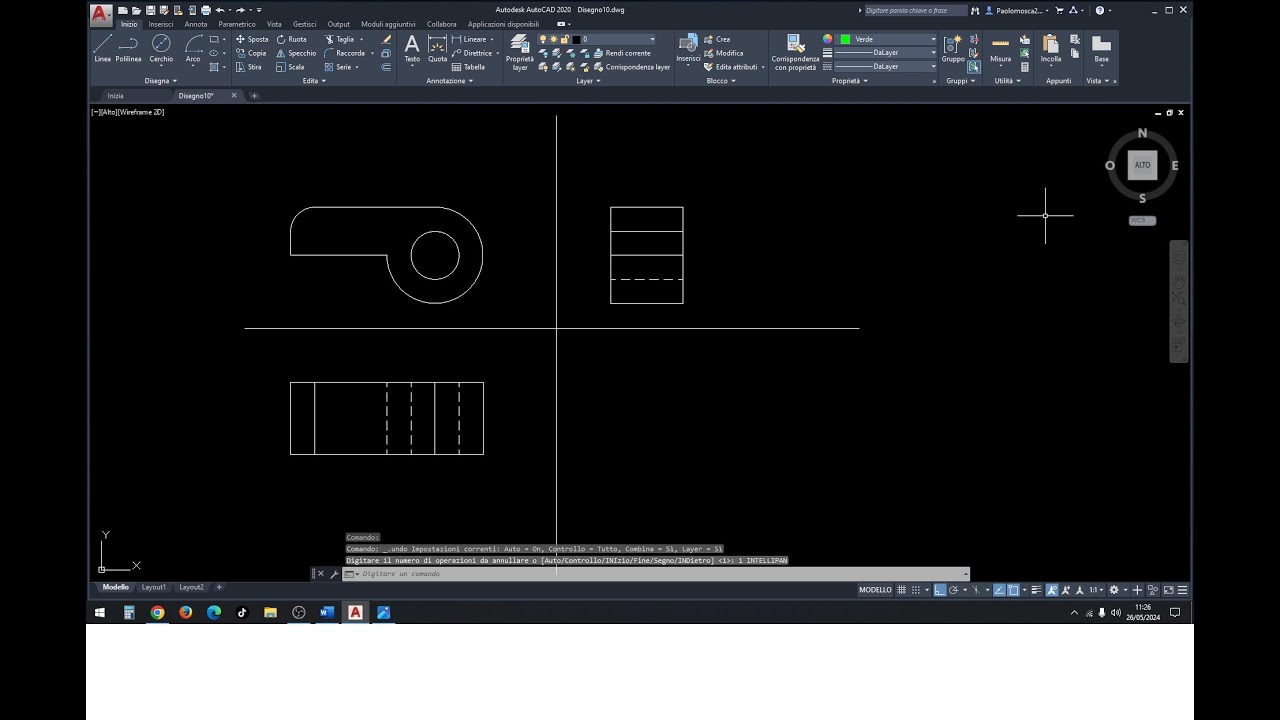 Realizzare un PEZZO MECCANICO 3D  + proiezioni ortogonali su Autocad - Prof. Paolo Mosca