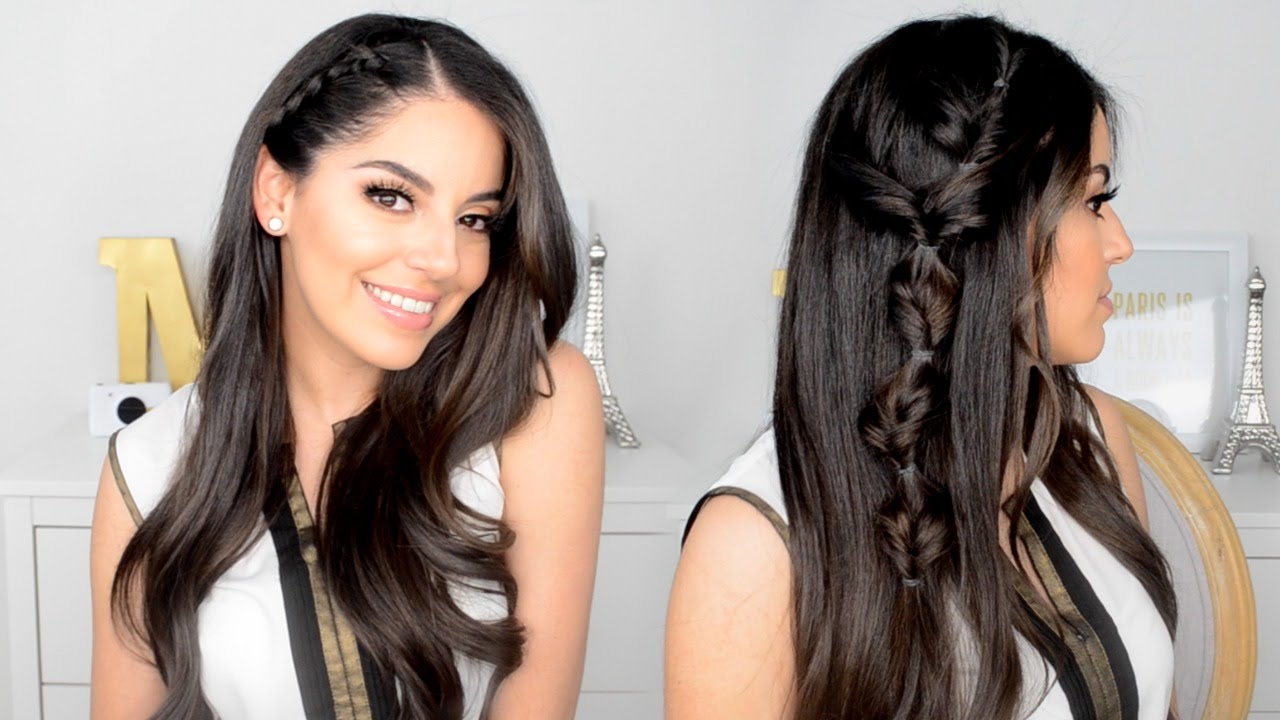 Peinados Simples| Semi-recogido con Trenza Holandesa y Trenza Torcida a un lado