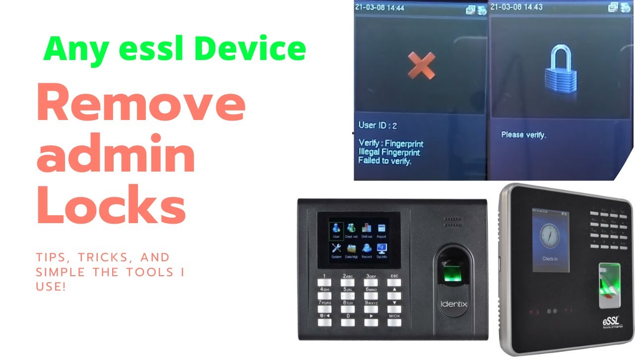 essl identix Biometric Devices remove admin locks || clear admin menu unlock || essl all Devices