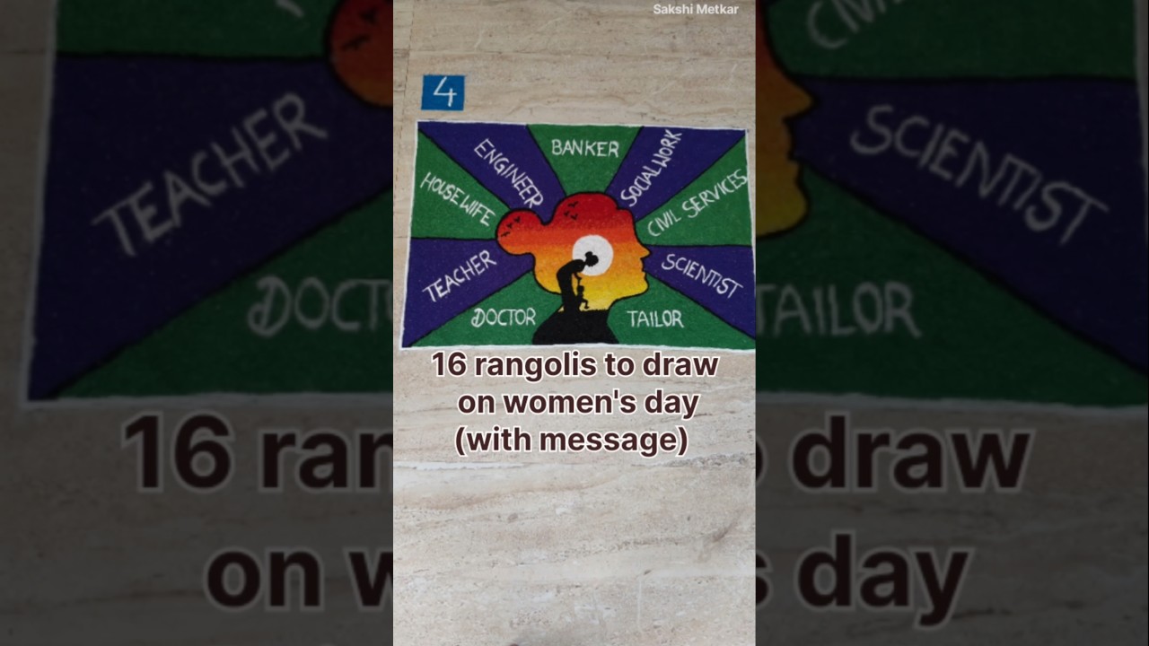 😍Women's day rangoli designs, Rangoli competition #youtubeshorts #shorts #womensday #rangoli #art