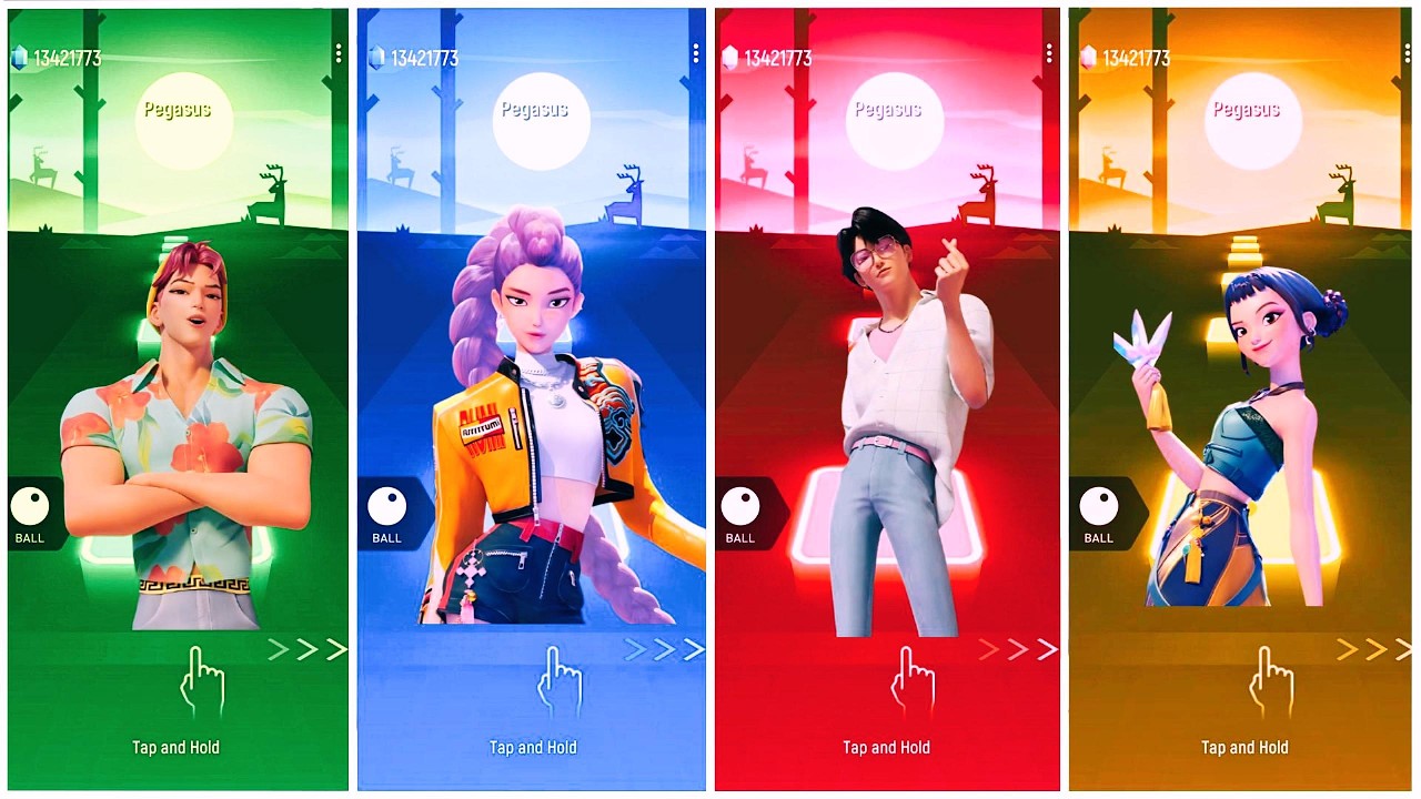 Ep 7 Abby 🆚 Rumi 🆚 Jinu 🆚 Zoey 🎶 Tiles Hop EDM Rush