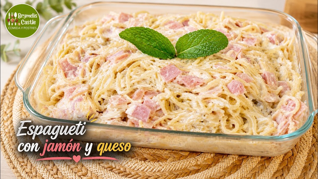 Receta de Espagueti Cremoso con Jamón, Queso y Crema