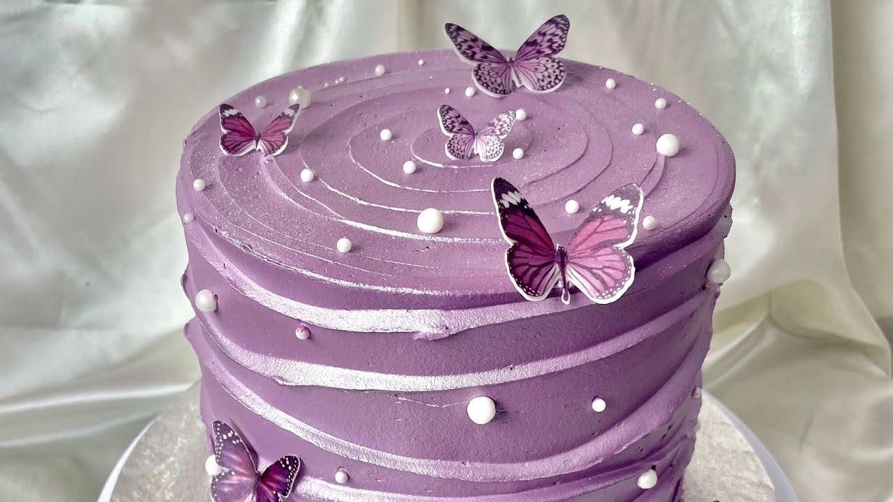 How to Create a Butterfly and Pearl Paradise: Purple Round Cake Tutorial 💜🦋🔮
