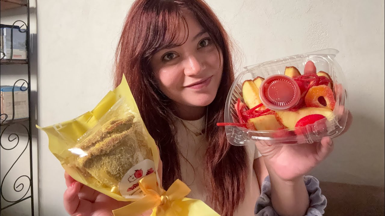 ASMR-COMIENDO MANZANAS PREPARADAS COM CHAMOY #asmreating #eatingsounds#asmr#relaxing 