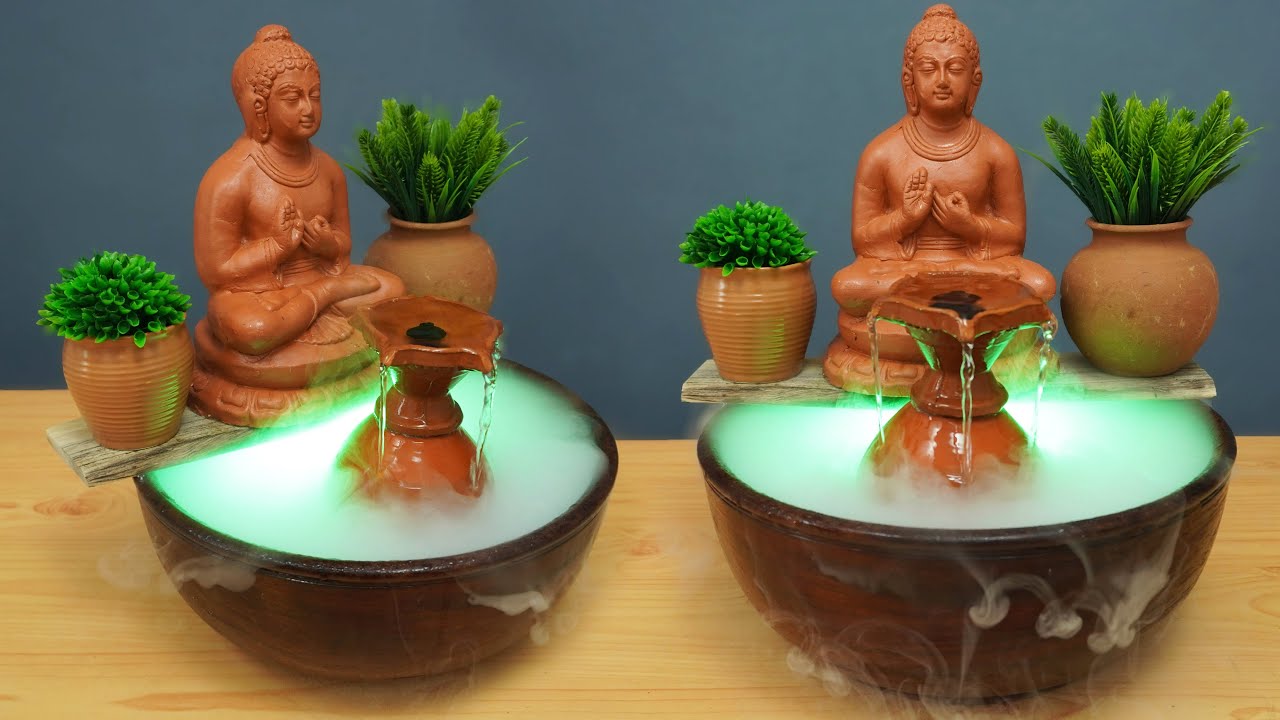Easy & Simple Home Made Buddha Fountain | Beautiful DIY Terracotta Tabletop Waterfall Fountain