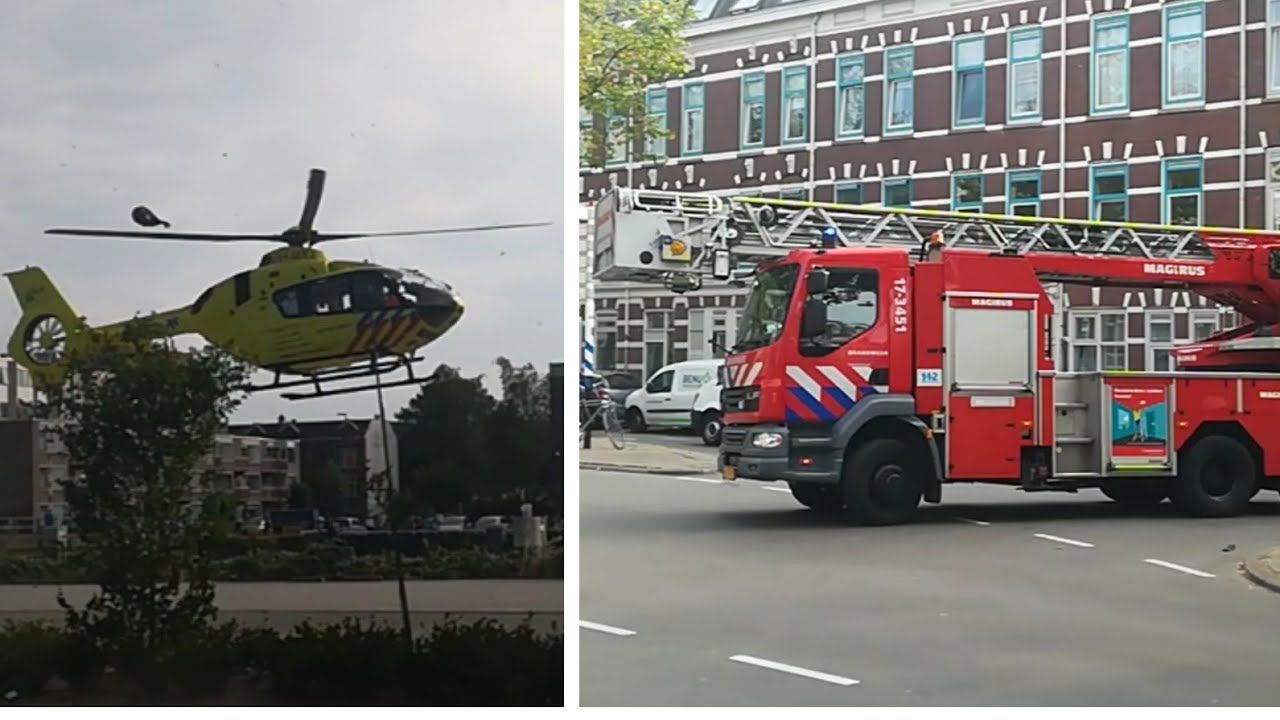 Brandweer 17-3451, lfl 2 + ambulance 17-105 met spoed naar een Lifeliner inzet in Rotterdam!