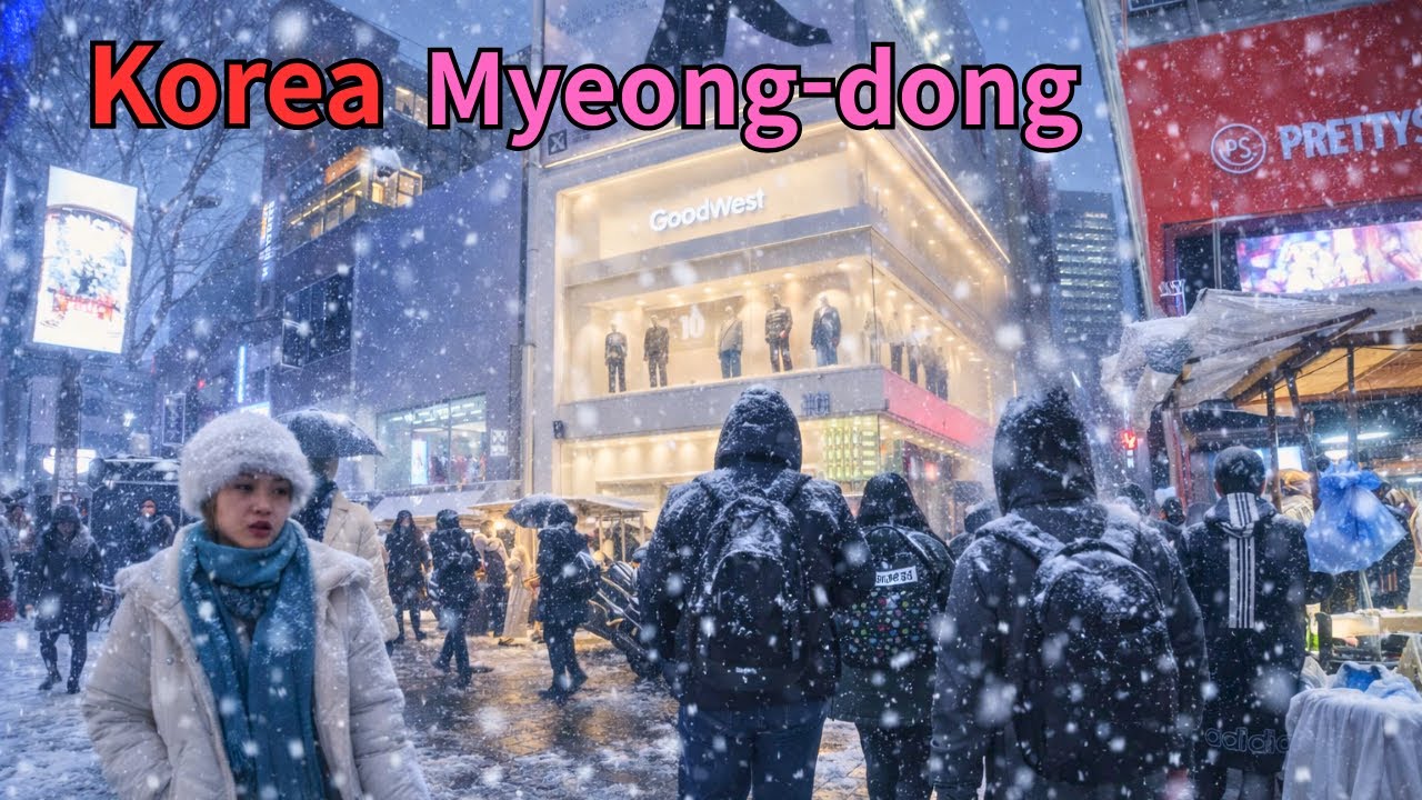 628) Snowy day : Myeongdong Food Street in Seoul : Winter 2026 | Korea Walking Tour [4K60 Ultra-Wide