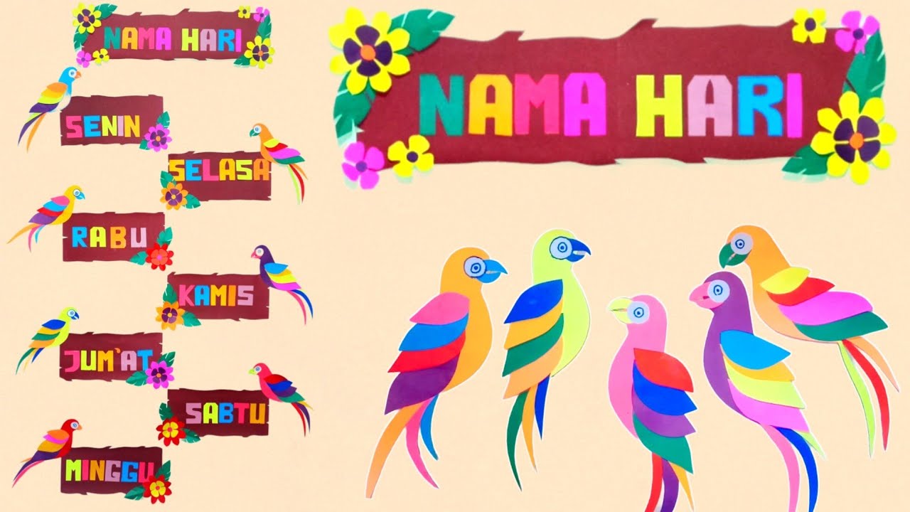 Hiasan Dinding Kelas Nama Nama Hari | Dekorasi Kelas Kreatif