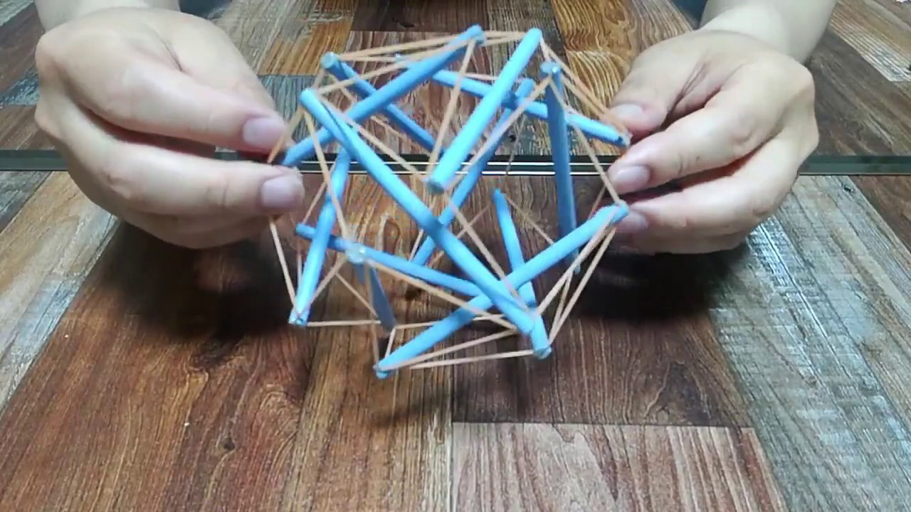 【工作】Tensegrity／テンセグリティ (12本Ver.) を作ってみた！