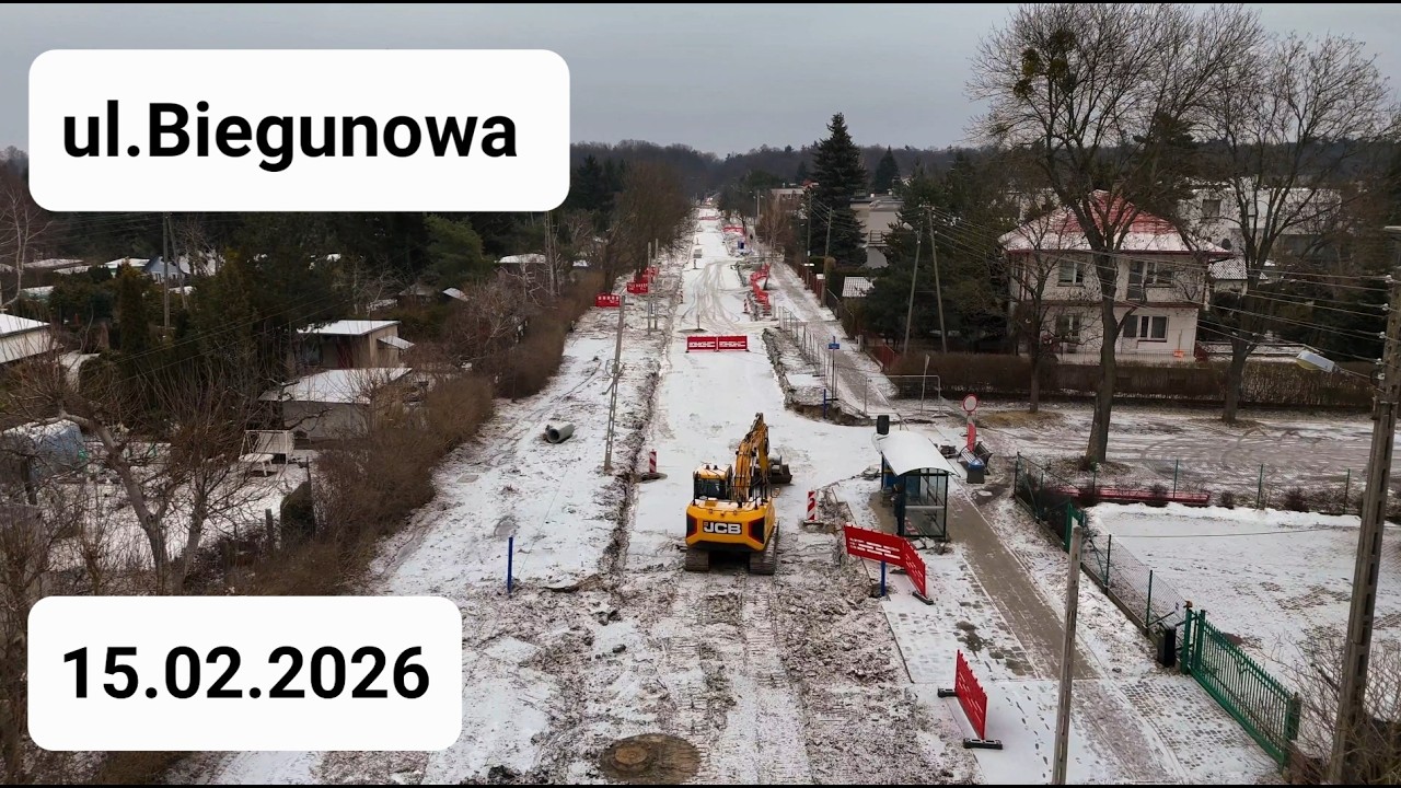 Реконструкция улицы Бегунова, город Лодзь на реконструкции 15.02.2026