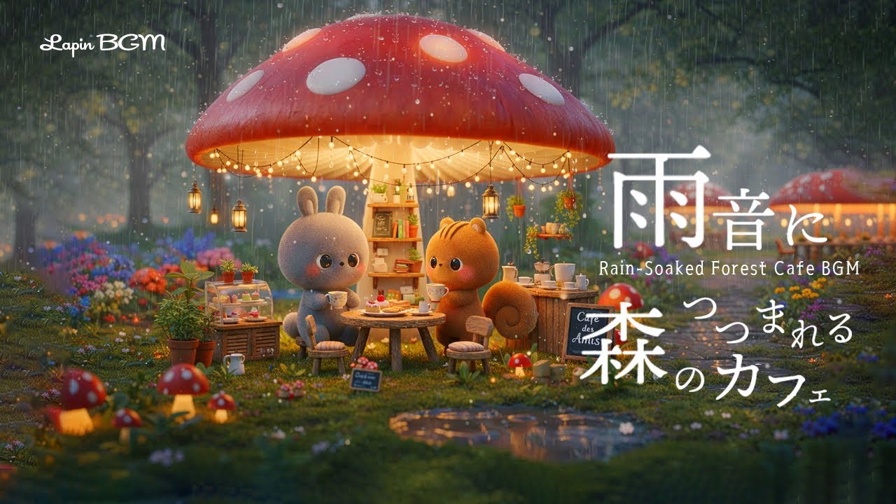 雨音に包まれる森のカフェBGM ☕ Lo-fi / Chill【作業・勉強・リラックス🎧】Rain-Soaked Forest Cafe BGM ☕ラパンと森の動物たち