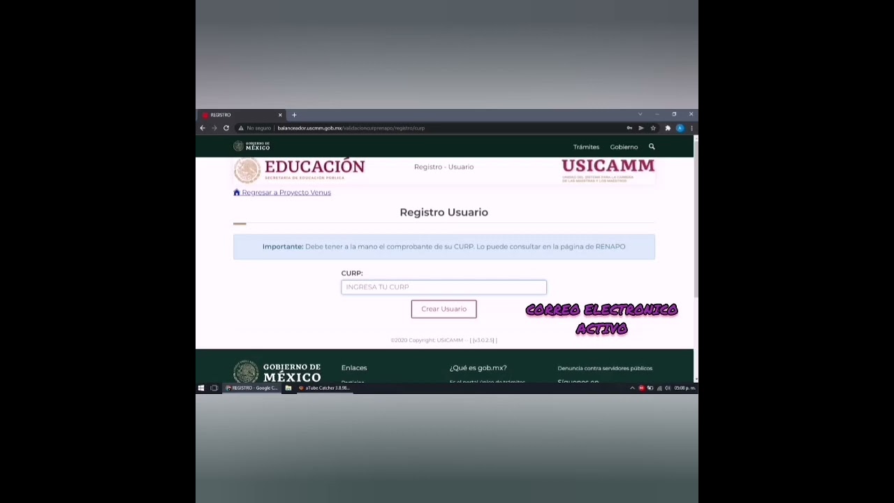 Tutorial creaci&oacute;n de usuario en plataforma VENUS