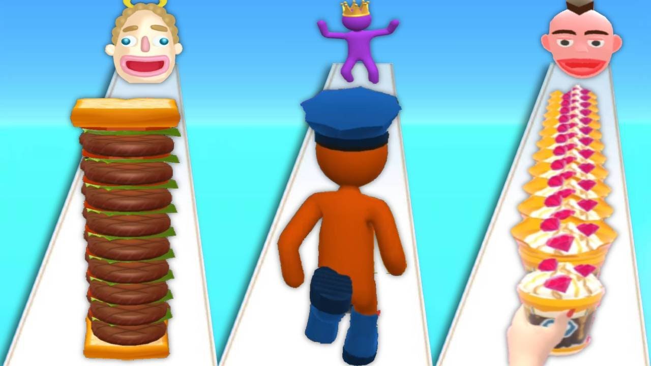 SANDWICH RUNNER vs GIANT RUSH vs COFFEE STACK - Triple Gameplay All levels New Games