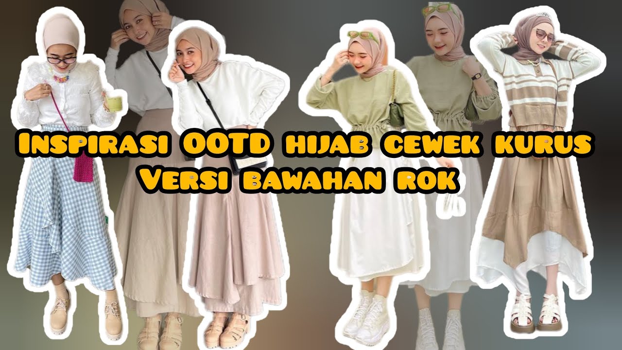 Inspirasi OOTD hijab cewek kurus versi bawahan rok|OOTD Korean style❕Link shopee di deskripsi box