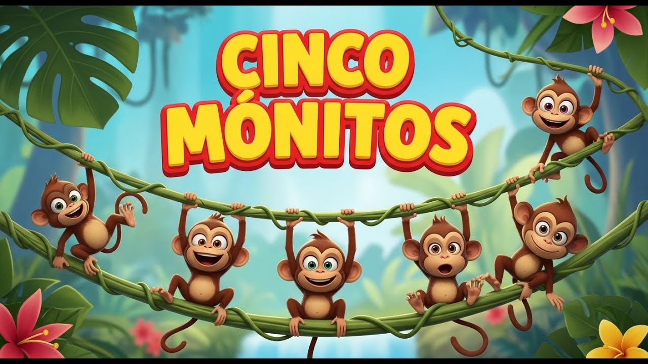 Cinco Monitos Brincando 🛏️🙉🍌 | Canción Infantil para Contar