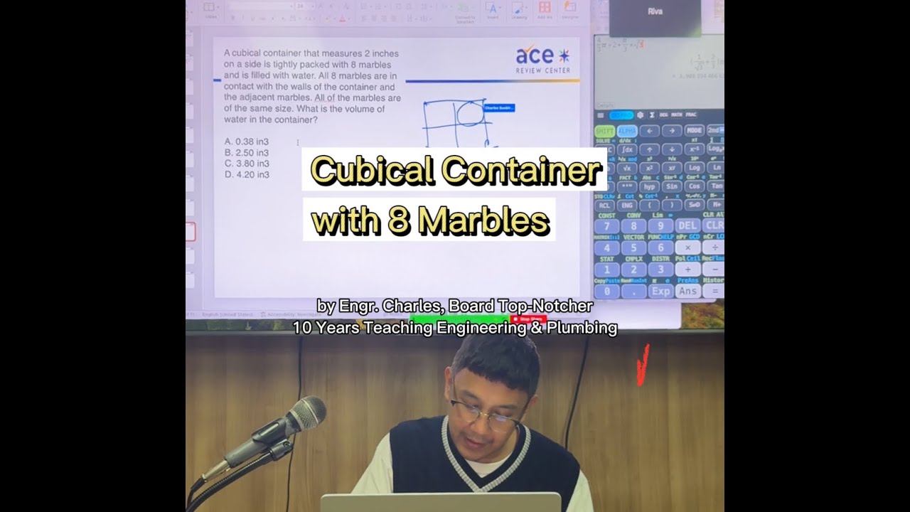 SOLVING Volume of Water inside a Cubical Container with 8 Tangent Marbles
