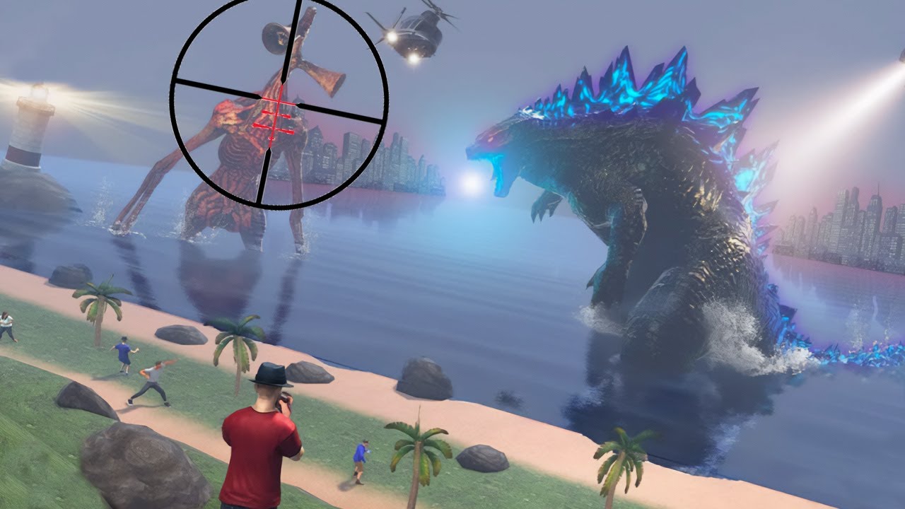 Jurrasic Animal Hunting Games: Monster Smash City - Годзилла против Сирены Головы Android Геймплей