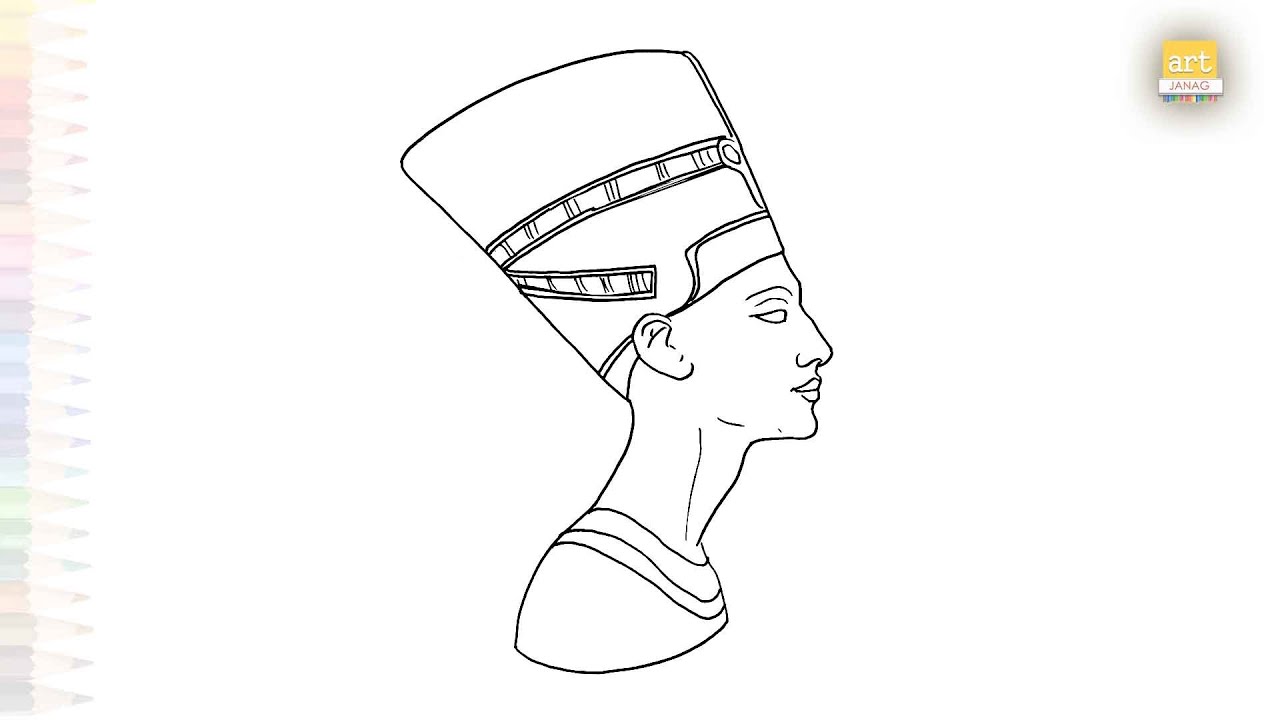 Queen Nefertiti Bust drawings | Art tutorial | How to draw Egypt sketches easily | 