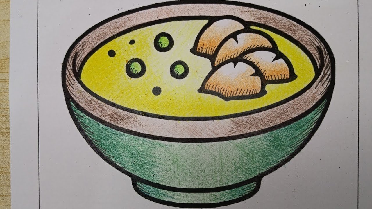 “Coloring Porridge with Colored Pencils | Relaxing Food Art Drawing”