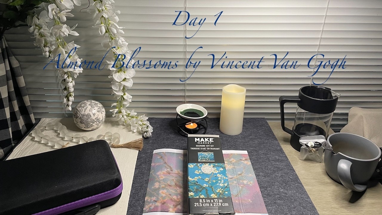 Day 1 - Almond Blossoms by Vincent Van Gogh - Diamond Painting Series - Handicraft
