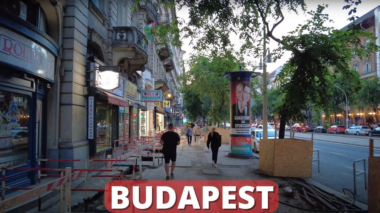 Walking From Múzeum boulvard To Erzsébet boulvard in Budapest [4k Ultra HD 60fps ]