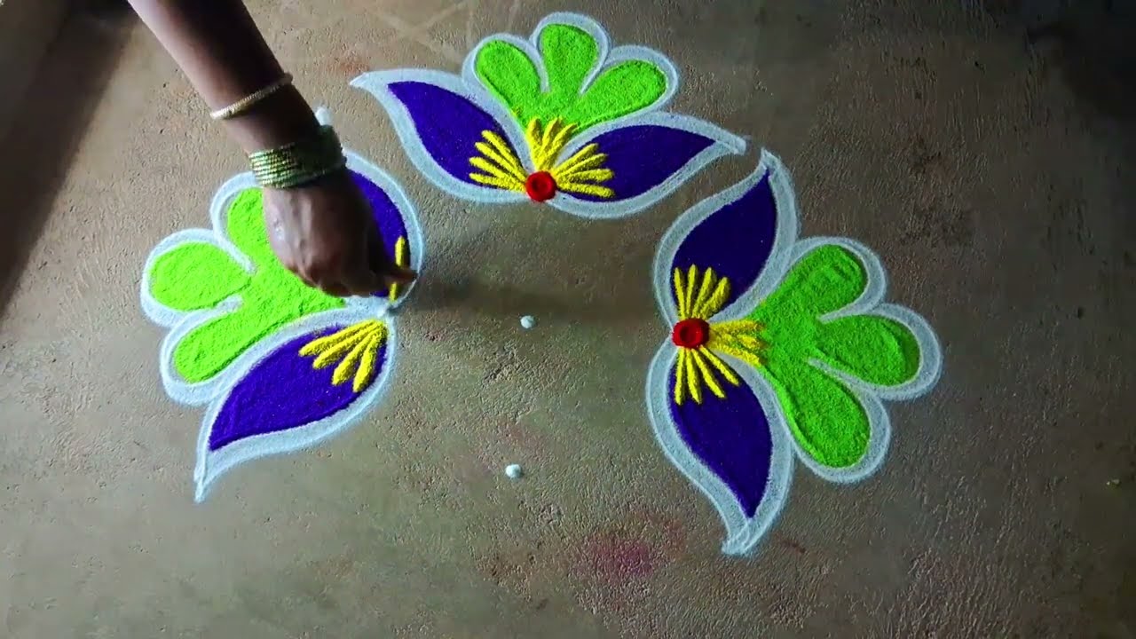 Aani madham simple padikolam3*1easy pandagamuggulu designs muggulu rangoli@kanishcreatives