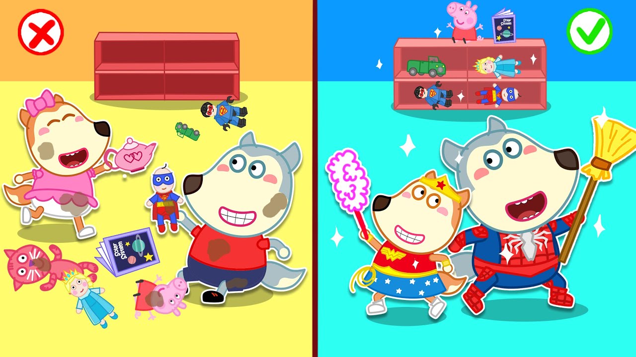 Wolfoo Pretend Learning Clean Up House 🌞 Wolfoo Learns Good Habits for Kids - WF Gaming