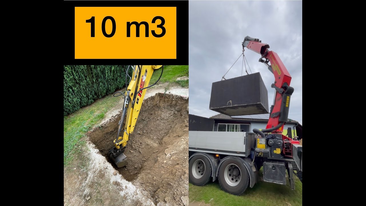 Betonová nádrž/jímka 10m3 a její usazení.