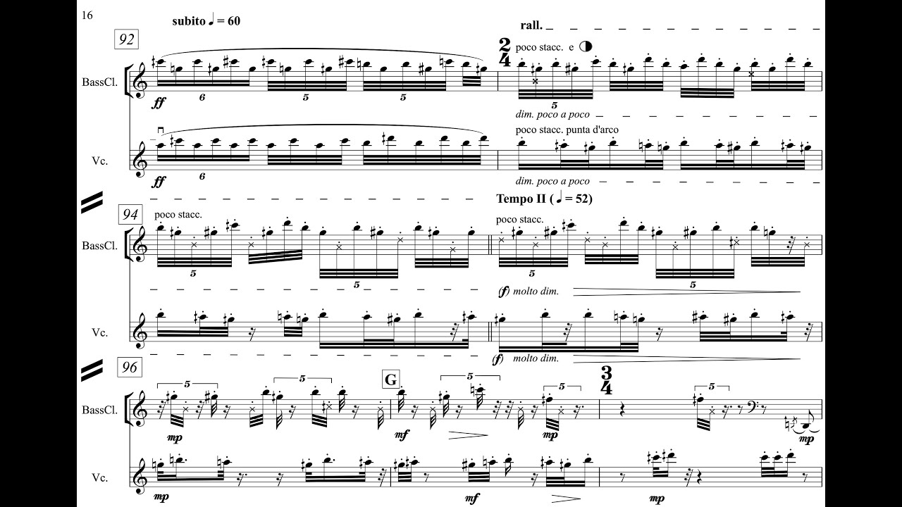 Dimitris Mousouras - [Nucl.2] for Bass Clarinet and Cello (2018) [Score-Video]