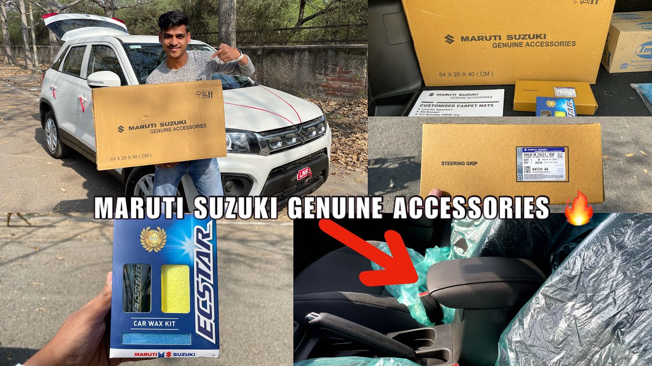 Installing some Maruti Suzuki Genuine Accessories in my Brezza Lxi | Top model Armrest in Brezza Lxi