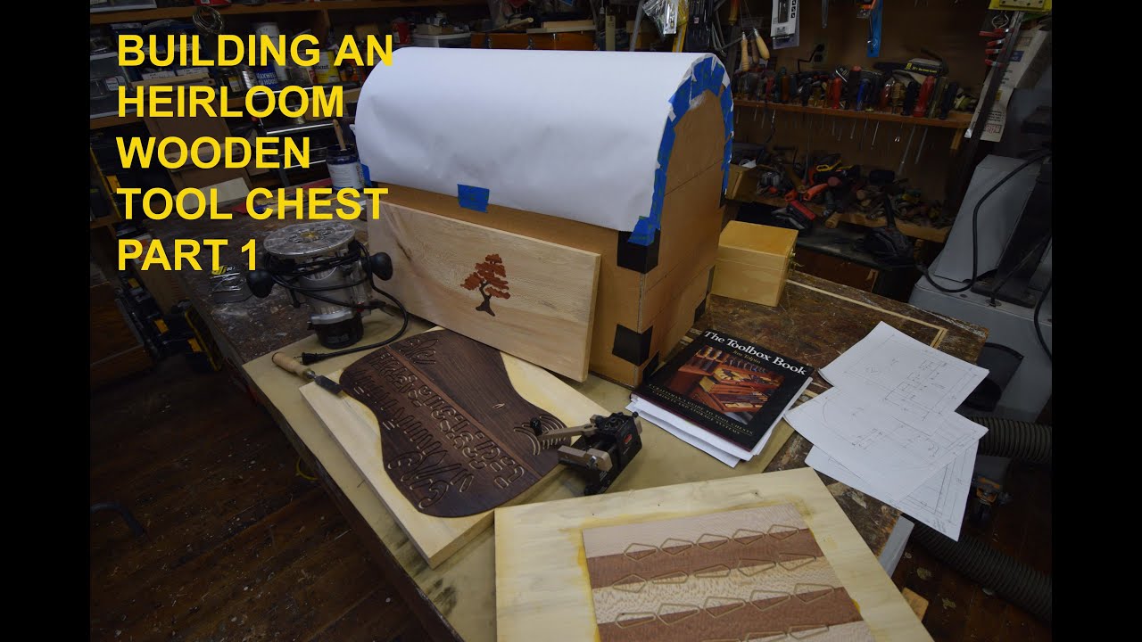 Building an heirloom quality wooden tool chest with coopered lid and cantilever shelves.