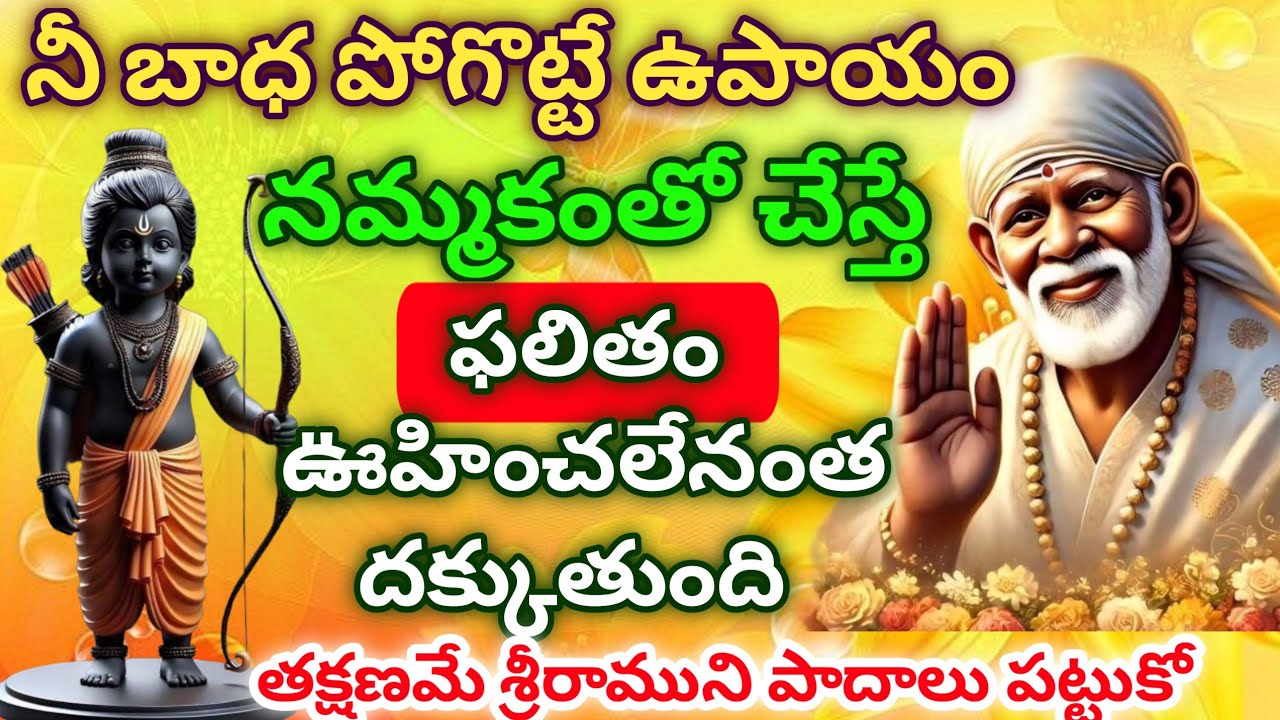 నీ బాధ పోగొట్టే ఉపాయం నమ్మకంతో చేస్తే ఫలితం ఊహించలేనంత దక్కుతుంది తక్షణమే శ్రీరాముని పాదాలు పట్టుకో
