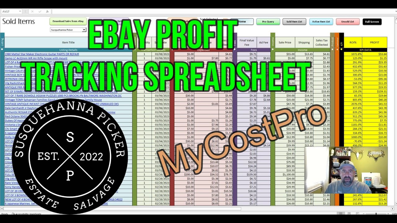 Ebay Accounting Software, Spreadsheet Tracking !! MyCostPro Ebay Reseller Profit Tracker Taxes