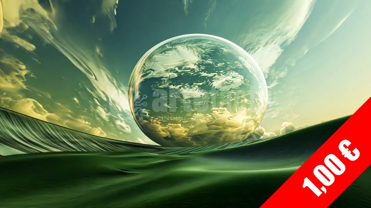 Emerald Orb Floating Over Wave Sea | HD Fantasy Stock Video