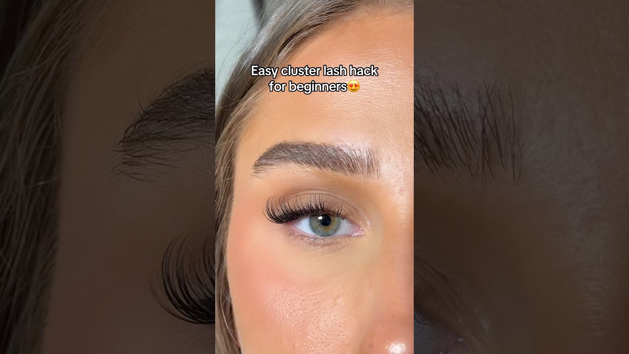 Easy cluster lash hack for beginners😍 #clusterlashes #eyelashextension