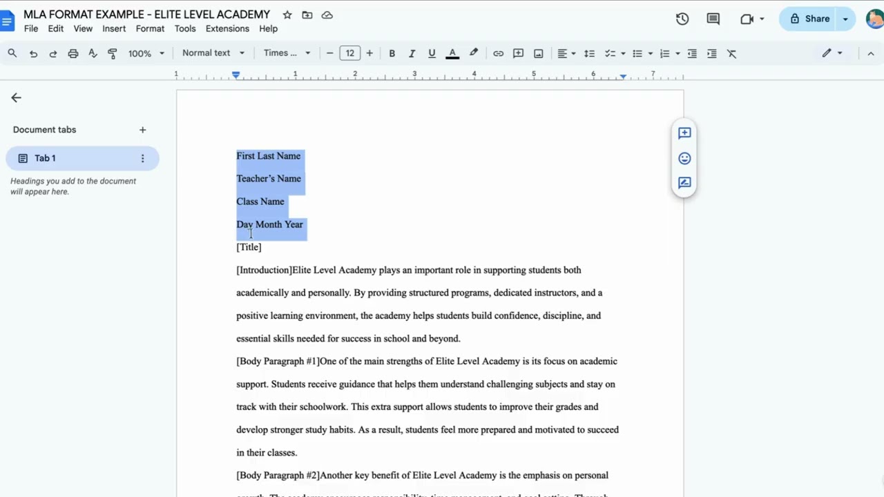 Elite Level Academy - How to Format an Essay in MLA Style