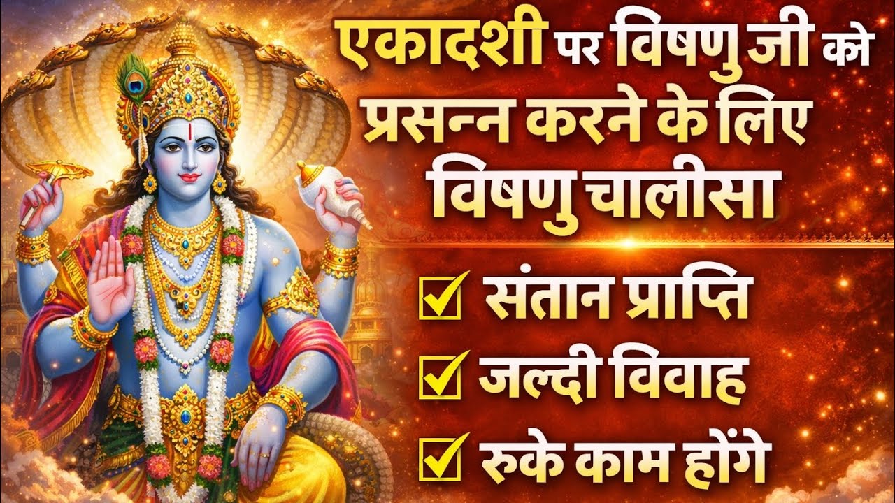 एकादशी पर विष्णु जी को प्रसन्न करने के लिए विष्णु चालीसा | संतान प्राप्ति #Ekadashi#VishnuChalisa 