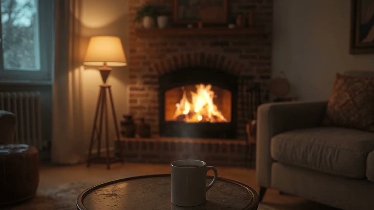 Cozy Winter Home Ambience ❄️ Warm Fireplace & Relaxing Atmosphere (4K) | No Music