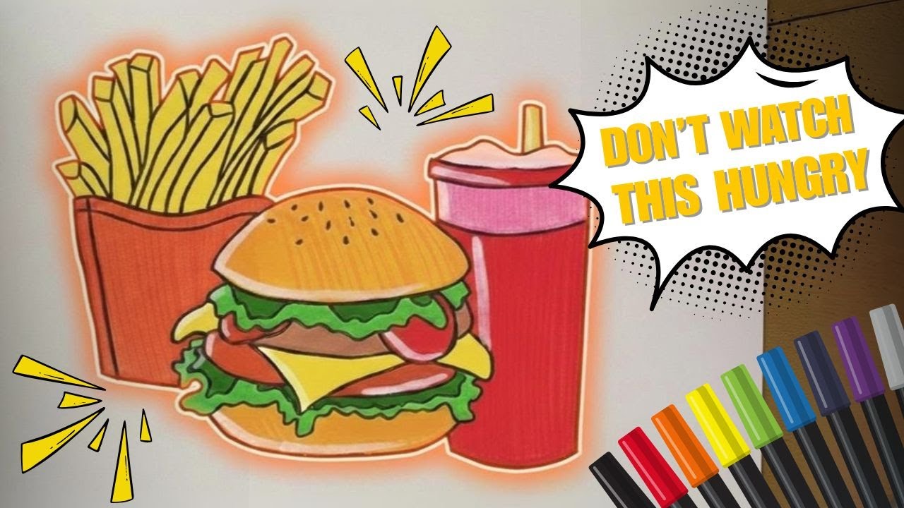 Relaxing Food Art ASMR | Burger, Fries & Milkshake